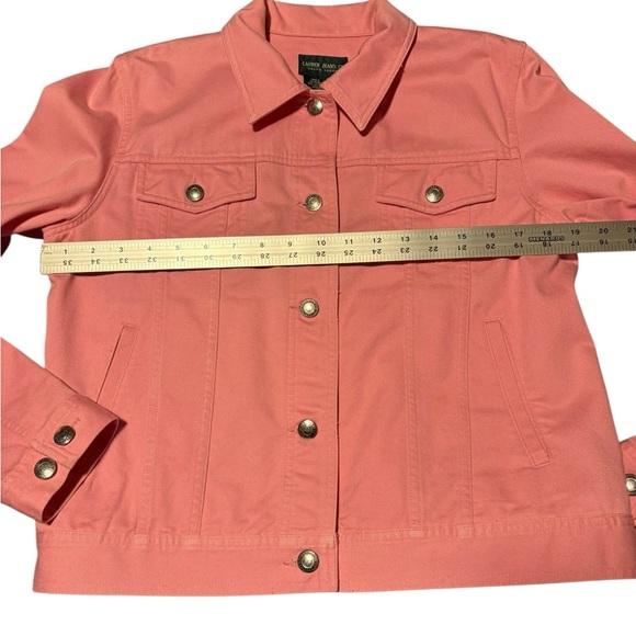 Lauren Jeans Company Ralph Lauren Women’s Pink Denim Button Up Jacket M - Picture 8 of 11